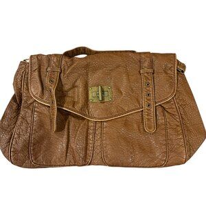 Aeropostale Faux Leather Messenger Bag - Brown (Buckle)